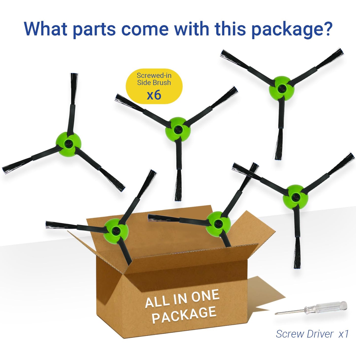 Replacement Side Brush Parts Accessories for iRobot Roomba J&Combo Series J5/J5+ J6/J6+ J7/J7+ J8/J8+ J9/J9+ Combo i5/i5+ j5/j5+ j7/j7+ j9/j9+ Robotic Vacuum Attachment,6 Side Brush,1 Screw Driver