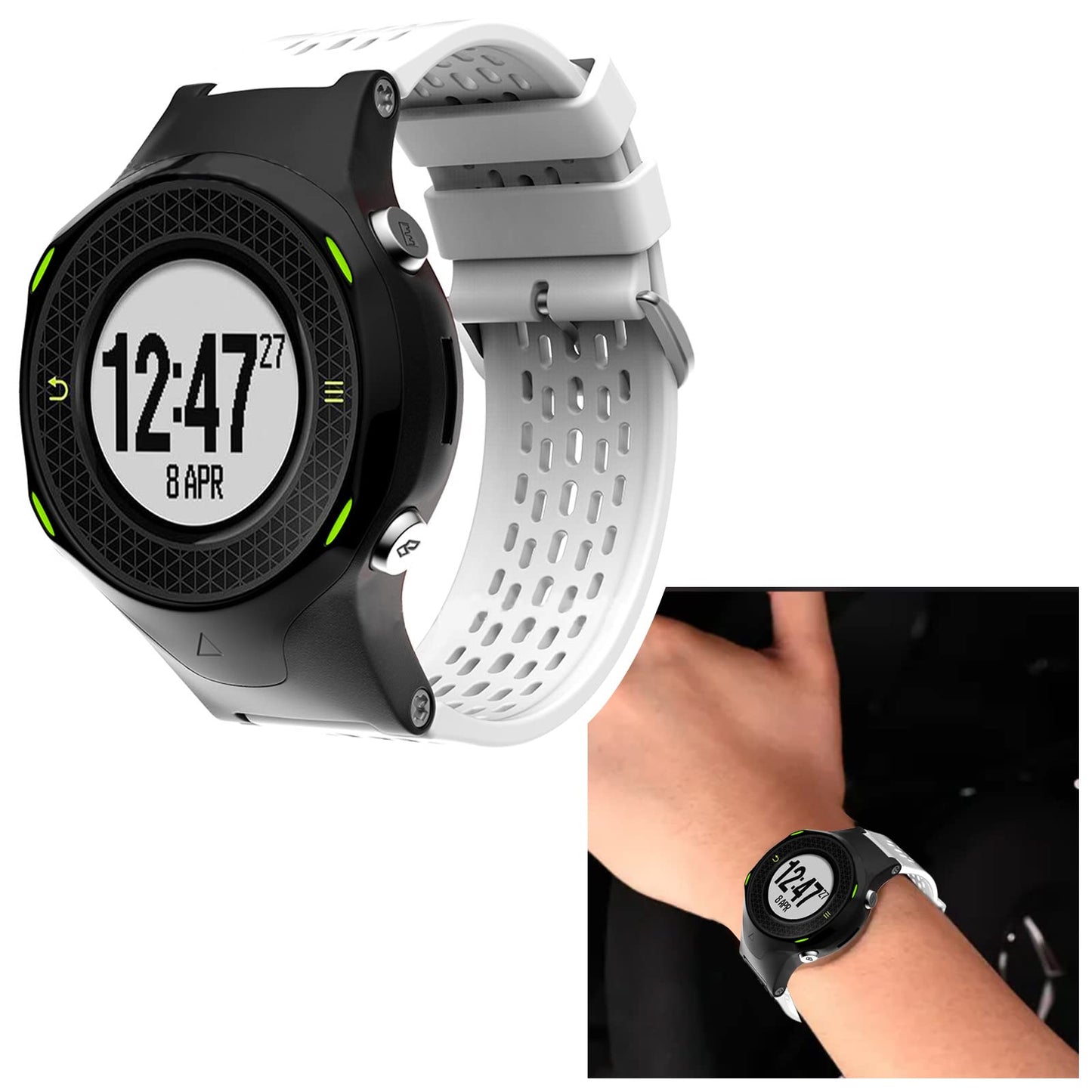 SING F LTD Silicone Watch Strap Compatible with Garmin Approach S2 /S4 Activity Trackers Quick Release Watch Band Replacement Wristband Bracelet White