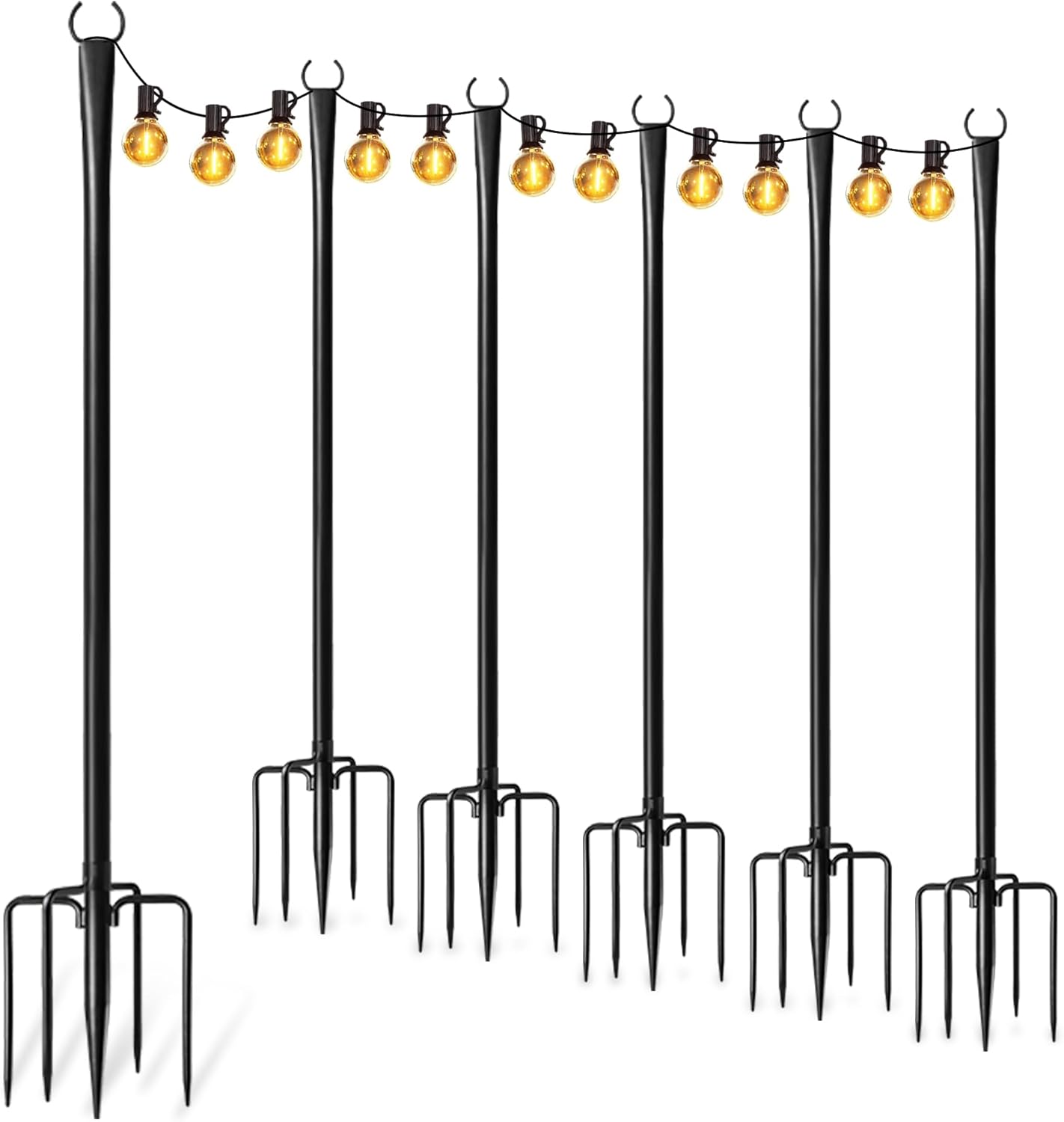 Outdoor String Light Poles - 4 Pack Heavy-Duty Metal Hangers for Patio & Garden Decor