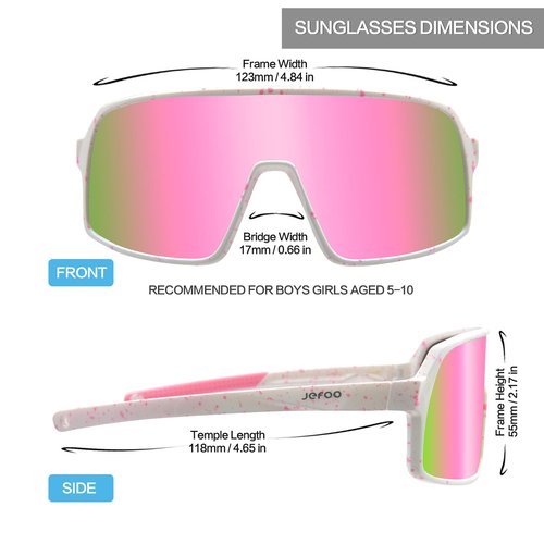 Jefoo Kids Baseball Sunglasses Polarized Sports UV400 Protection Lightweight Cycling Glasses with Strap for Boys Girls 5-10