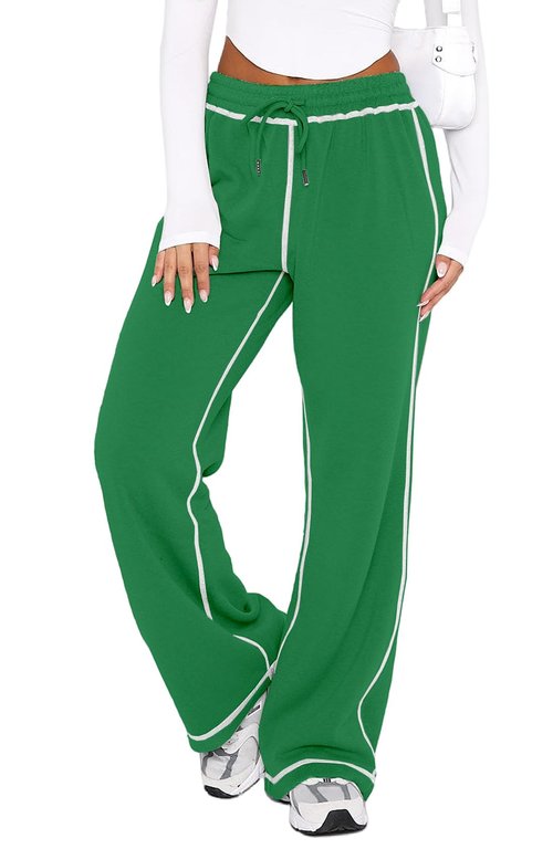 DISCIPBUSH Track Pants Women Sweatpants Soft Jogging Straight Pajama Sweats Wide Leg Sweatpants Women Lounge Pants Joggers Green M