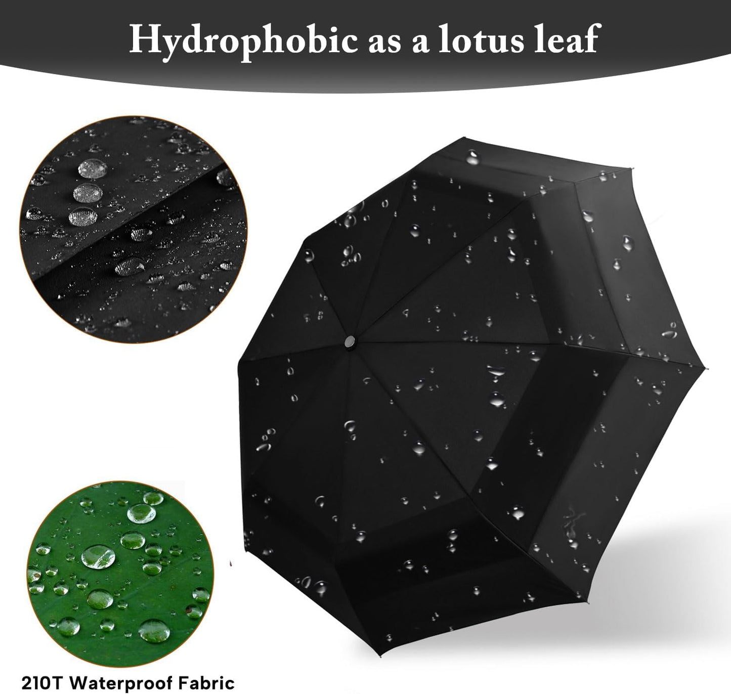 Skiennix Golf Umbrella - Oversized 54-Inch Double Layer Windproof Black Folding Umbrella