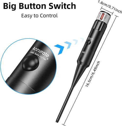 EZshoot Bore Sight Kit - Bright Green/Red Dot Bore Sighter with Easy Big Button Switch | Fits .17 to 12GA Caliber