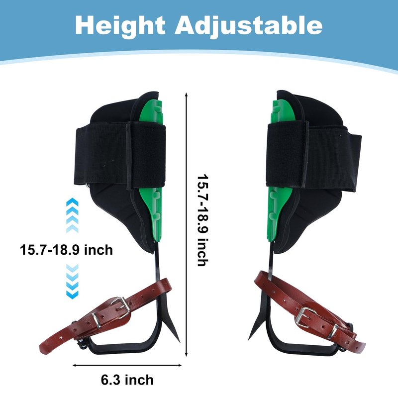 tonchean Tree Climbing Spikes, Height Adjustable Tree Climbing Gear, 350lbs Load Capacity Climbing Spurs Arborist Equipment Tree Climbing Kit for Tree Work, Climbers, Hunting, Fruit Picking