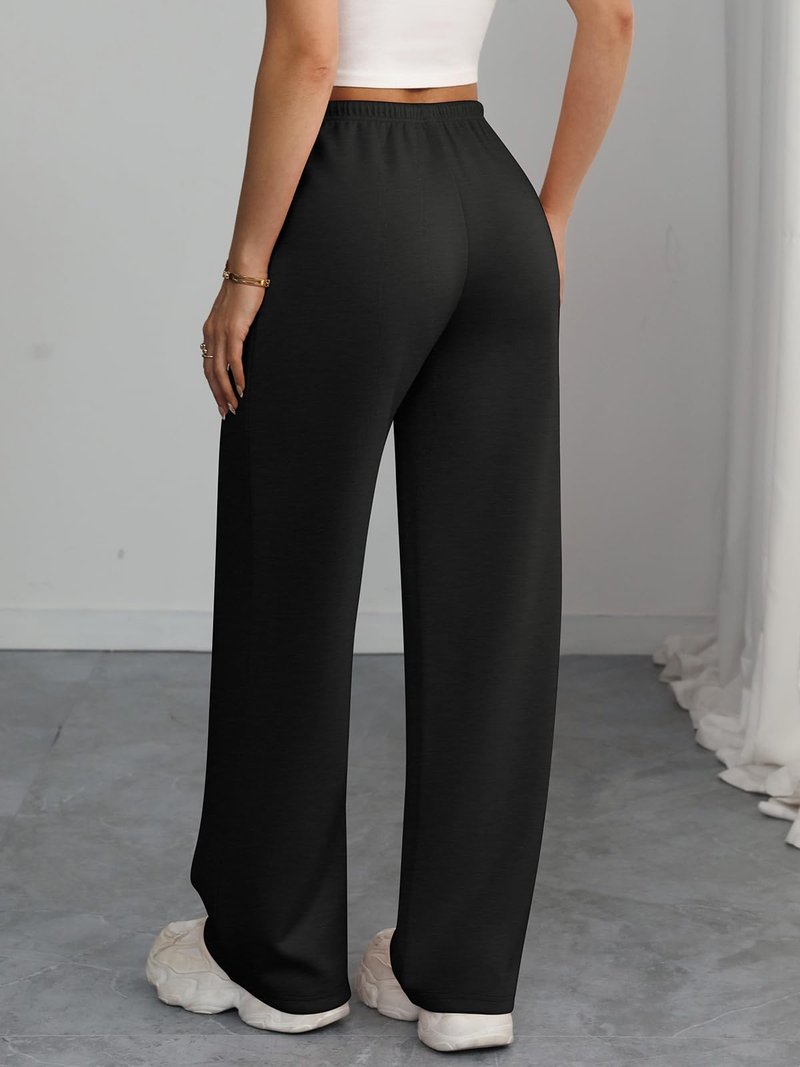 ATHMILE Womens Sweatpants Wide Leg Barrel Pants Baggy Joggers Low Waist Fall Fashion Winter Clothing Pockets 2026 Black