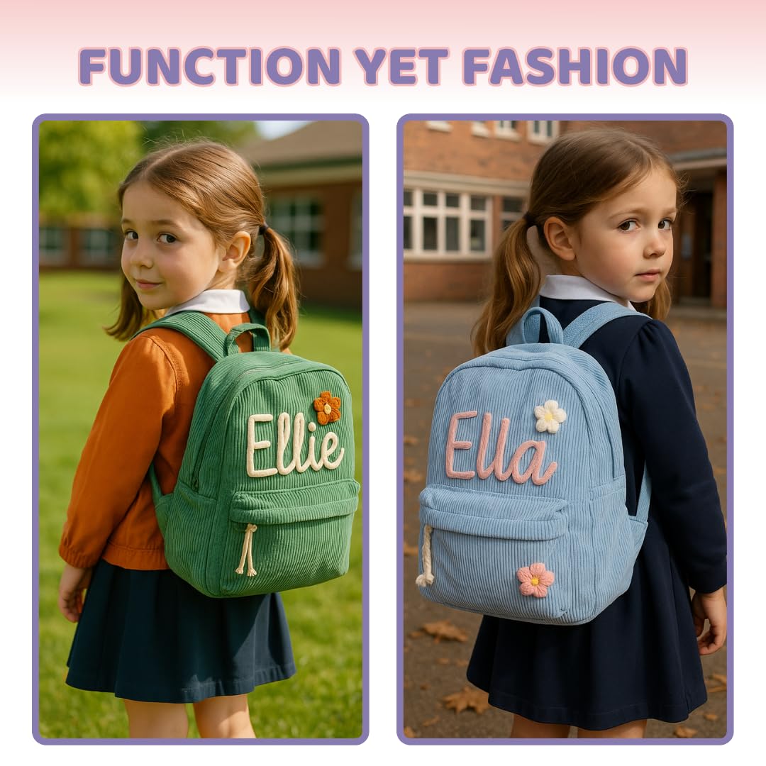 Goo Up Personalized Backpack with Name, Custom Corduroy Backpack with Cotton Rope Woven, Back to School Bag, Monogram Book Bag, Christmas, Birthday