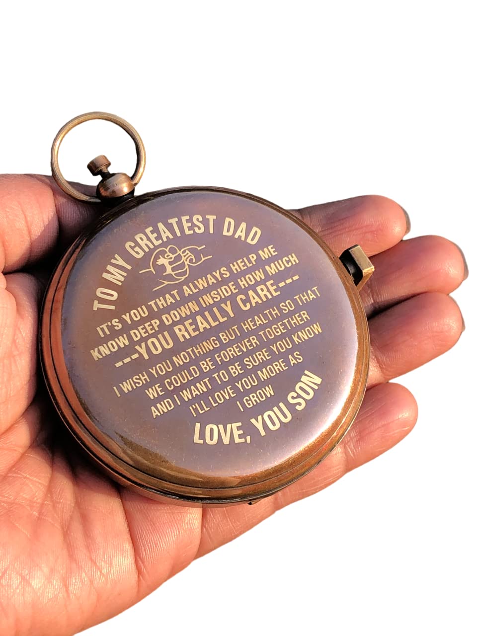 Personalized Compass, Gift for Dad from Son Compass Birthday/Anniversary/Christmas Customized Working Brass Compass (Love You Son)