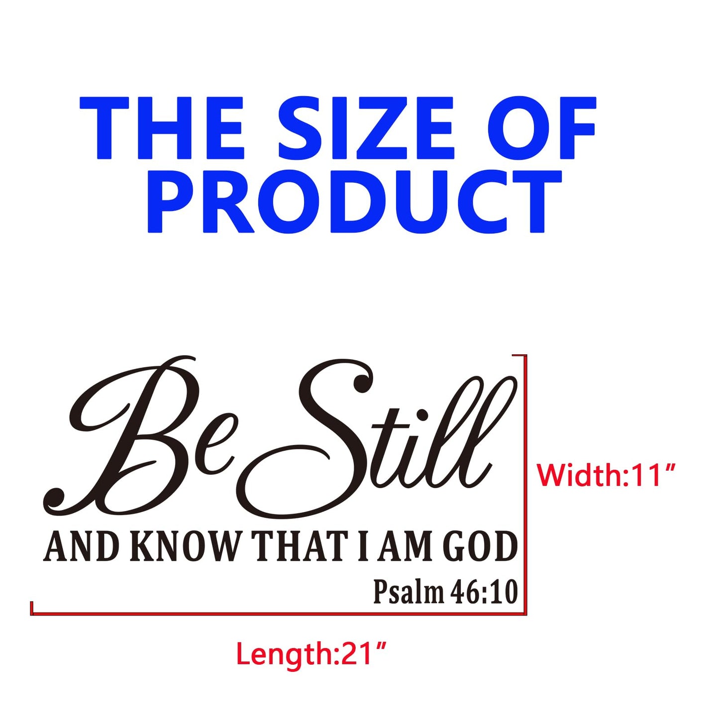 Bible Verse Wall Stickers for Bedroom: Christian Quotes Inspirational Positive Vinyl Art Wall Decals for Living Room Wall Decor - Be Still and Know That I am God 21" X 11"