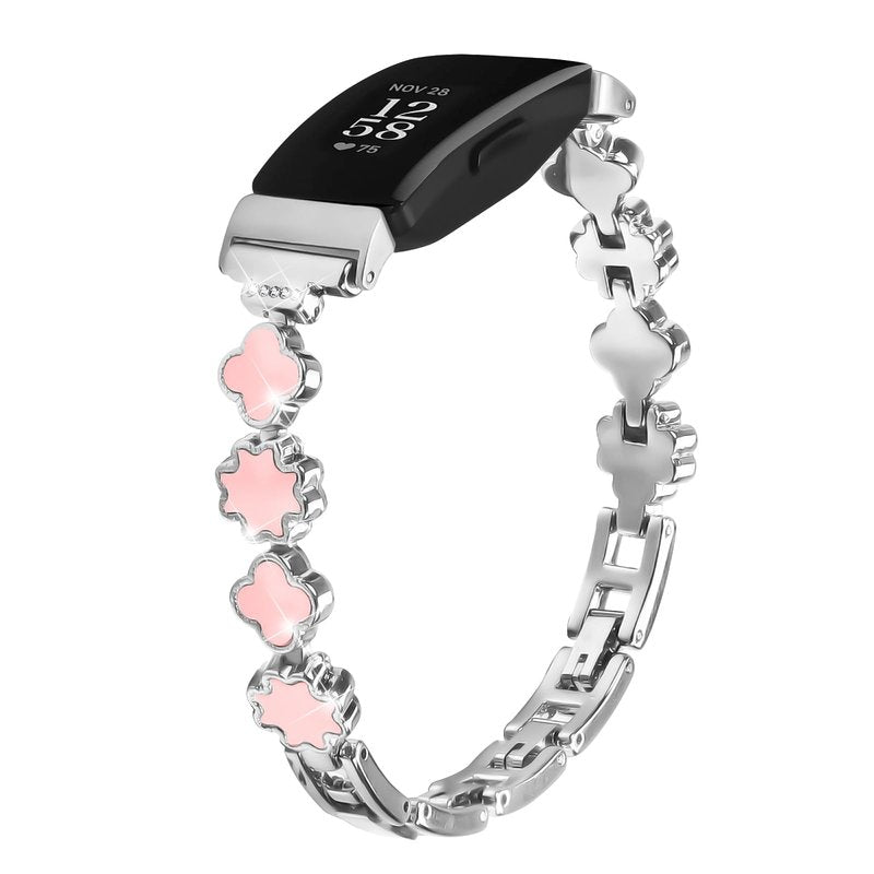 Bracelet Compatible with Fitbit Inspire/Inspire HR/Ace 2 Rhinestone Diamond Bling Adjustable Strap Wristband for Women (Silver)