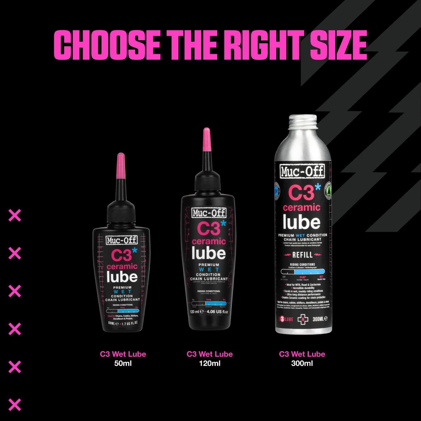 Muc-Off C3 Ceramic Wet Bike Chain Lube - Superior Protection for Smooth Performance | 120ml