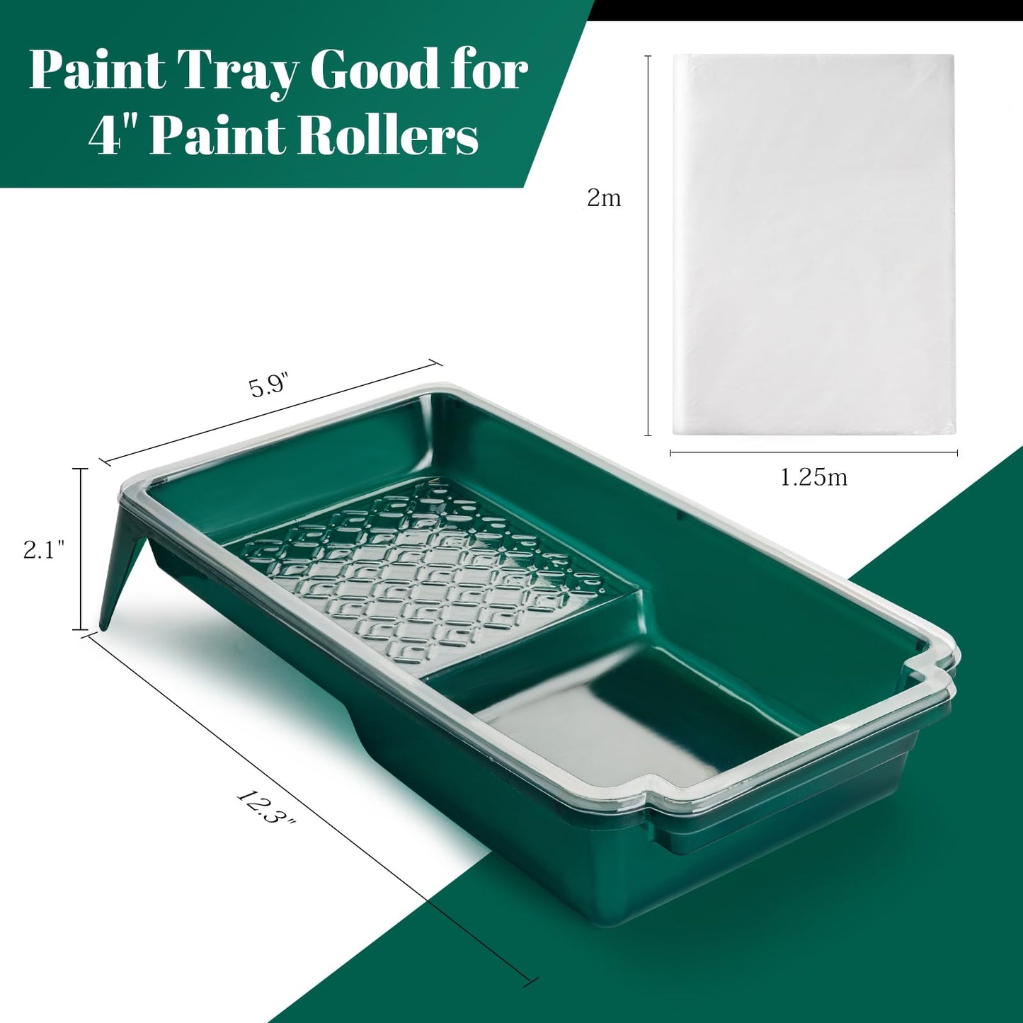 YiBaiBrush Paint Tray Liner, 4 Inch Paint Roller Tray with 15 Pcs Disposable Paint Liners, Small Paint Tray Set, Plastic Paint Pan, Easy to Clean House Painting Supplies for Walls, DIY Projects