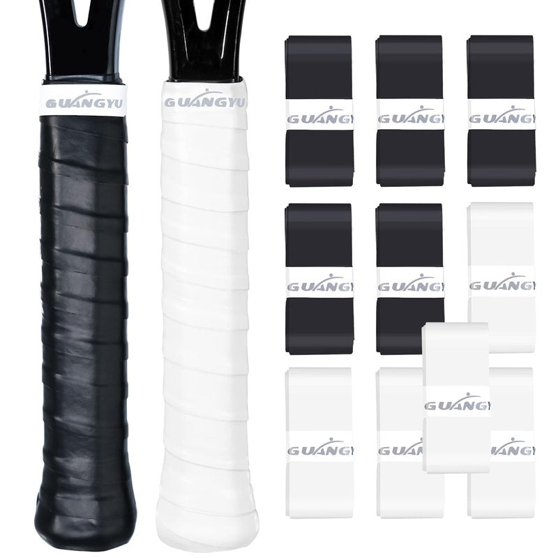 KUZAW 10 Pack Tennis Racket Grip Tape - Tacky Overgrip Non-Slip Sweat-Absorbing Cushion Wrap for Tennis, Pickleball, Padel Rackets, Golf, Baseball, Bat, Universal Grip Tape (5X Black+5X White)