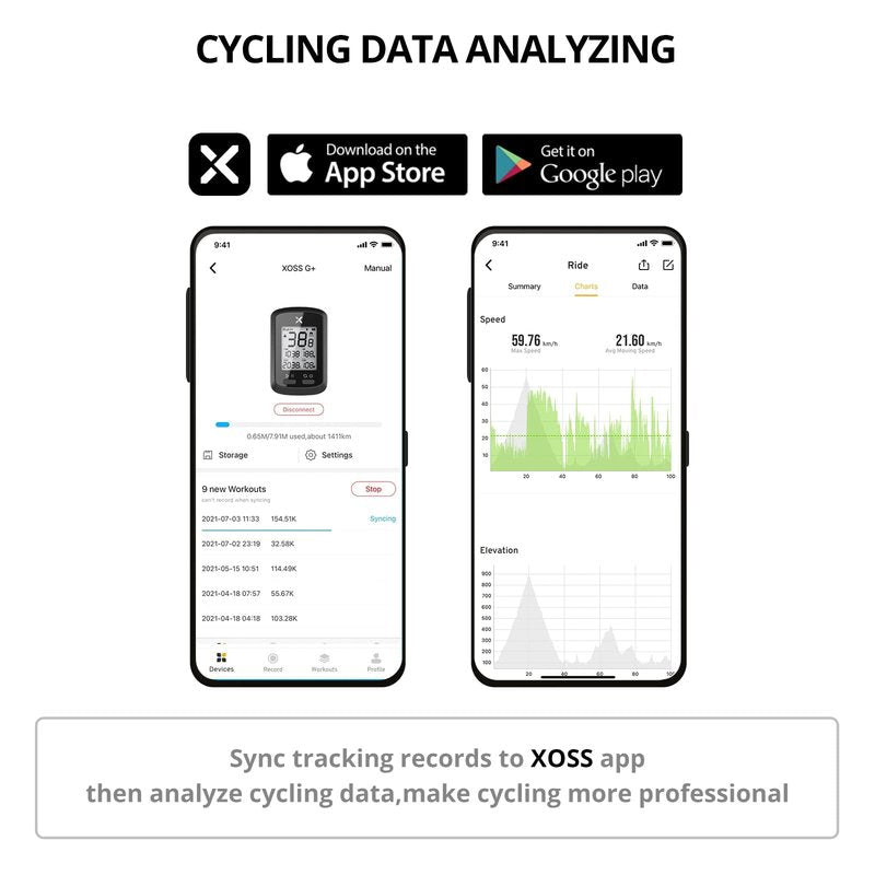 XOSS G+ GPS Bike Computer, Bluetooth ANT+ Cycling Computer, Wireless Bicycle Speedometer Odometer with LCD Display, Waterproof MTB Tracker Fits All Bikes Electric Bike (XOSS APP Support)