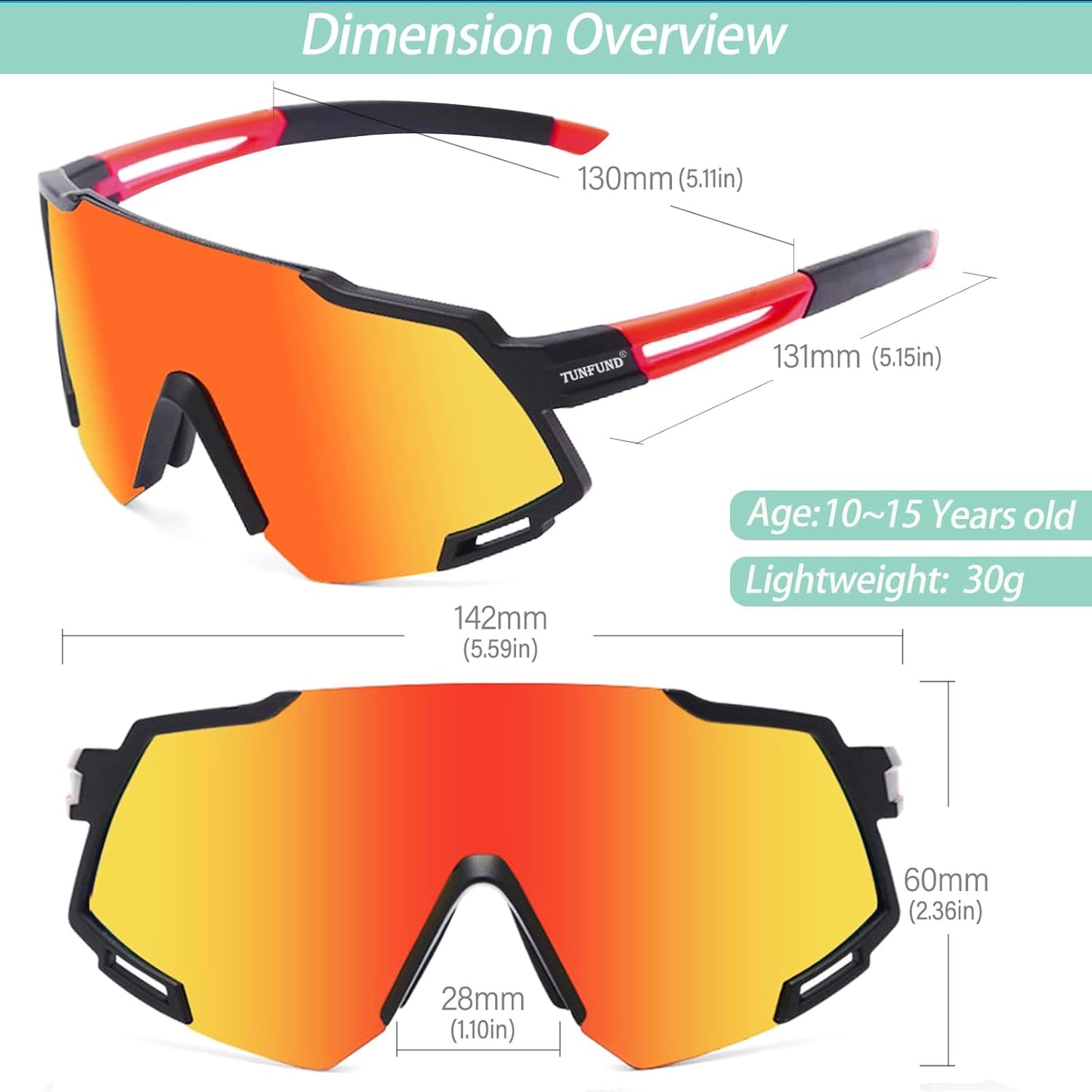 Viper Youth Polarized Sunglasses for Kids Age 10-15 - 4 Interchangeable Lenses | UV400 Protection for Sports