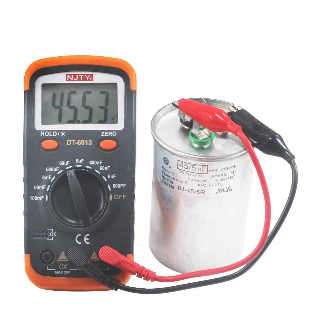 DT6013 Digital Capacitor Meter, 6000 Counts Capacitance Tester Large LCD Screen Display Capacitance Meter 0.1pF - 6000uF