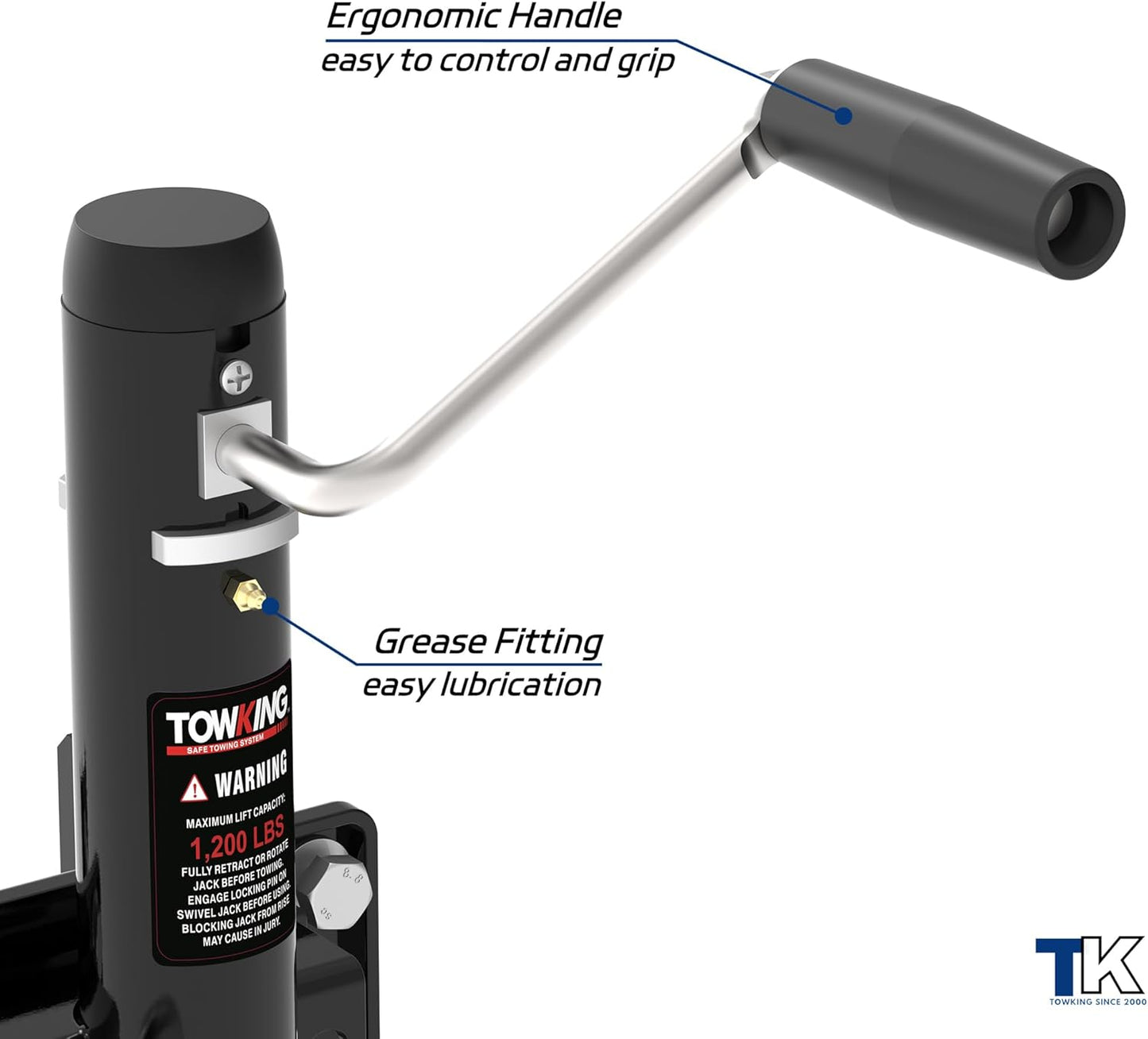 Trailer Jack 1200 lbs by [Brand Name] - 10" Lift with Wheel | Bolt-On Tongue Jack for RVs, Boats, Trailers