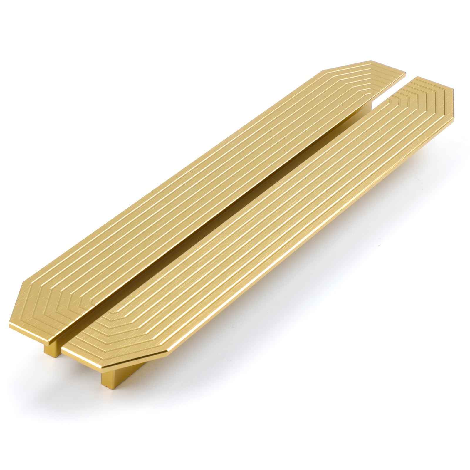 BaiNong Brass Cabinet pulls Brushed Drawer pulls Modern Gold Cabinet Cabinet Handles Drawer Handles for Dresser (2Pack-9.8inch Polygon)