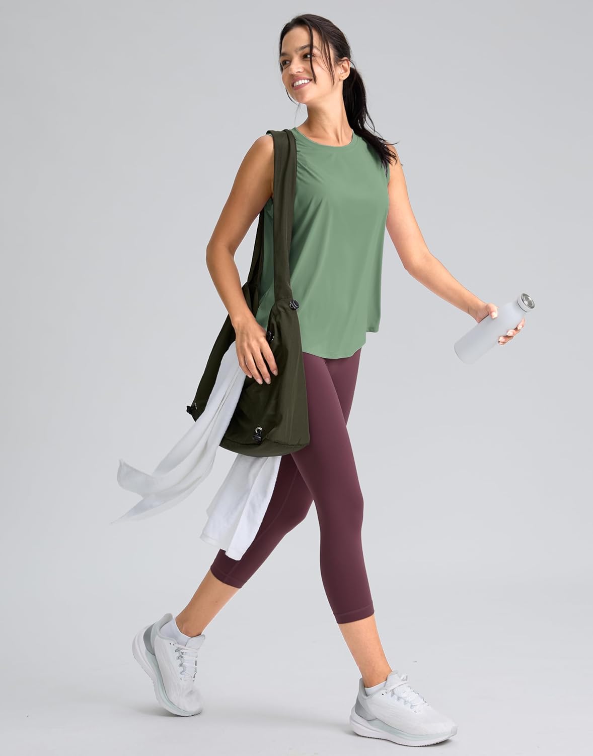 SANTINY Women's Sleeveless Workout Tops - Breathable Lightweight Yoga & Tennis Tanks | Athletic Running Shirts