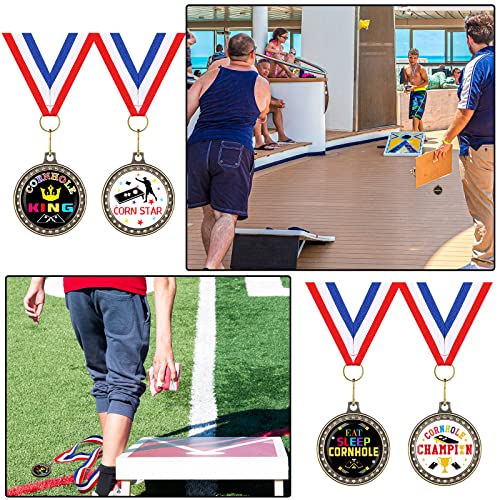 12 Pcs Cornhole Medals with Ribbon - Award Trophies for Competitions & Parties