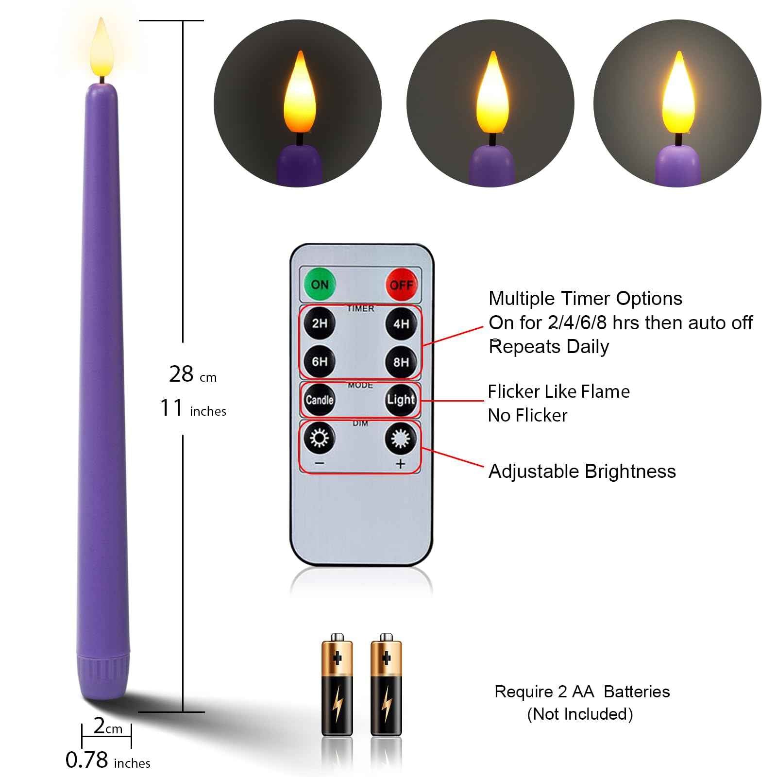 Homemory Battery-Operated LED Flickering Advent Candles, Set of 4 with Remote Timer - For Christmas Wreath