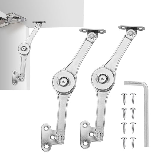 HBL' 2 Pack | Lid Support Hinges Heavy Duty Lid Stay Hinge – 110° Open Angle, Free Stop, Tension Adjustable, Supports Up to 50LBS for Upper Cabinets & RV Cabinets.