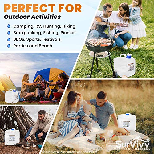 SurVivv 5.3Gal/20L Collapsible Water Container with Spigot 2-Pack BPA Free Food Safe