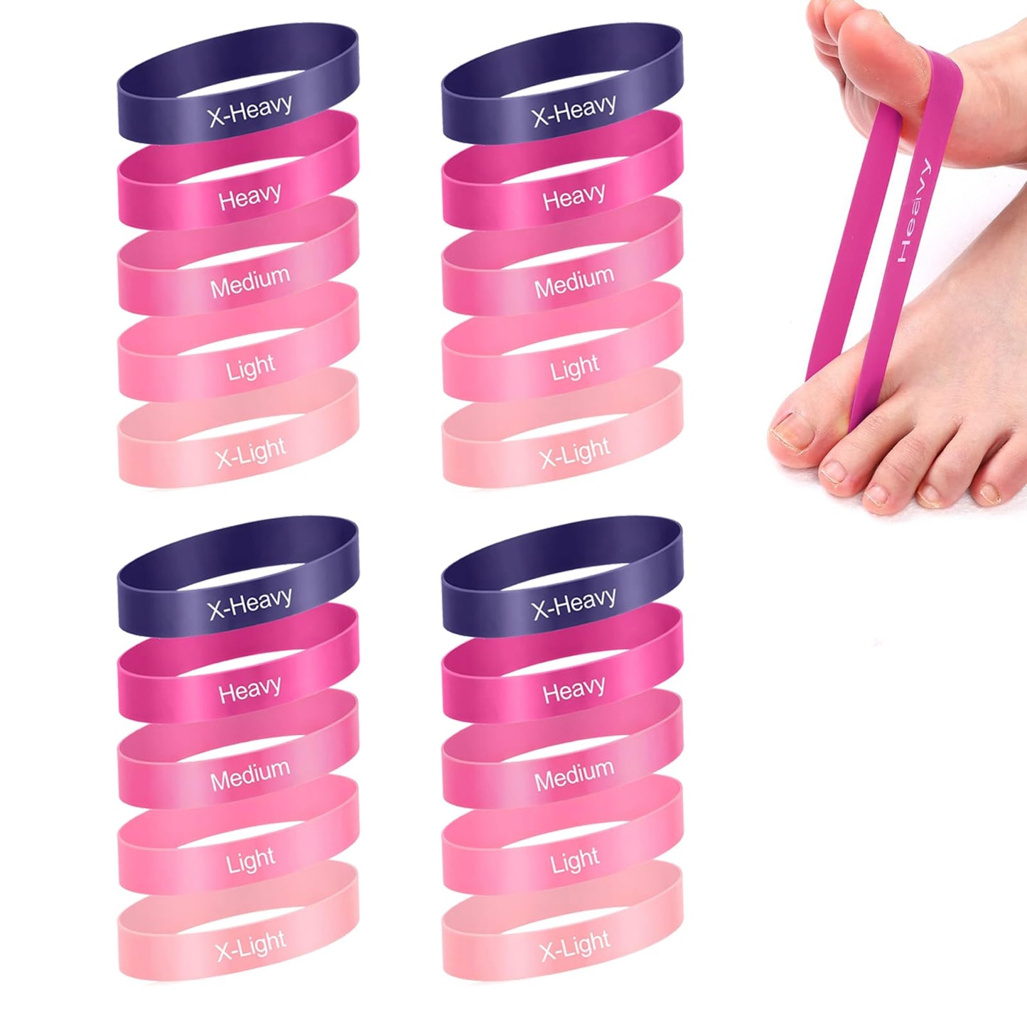 20 Pcs Toe Stretcher Bands for Bunions, 5-Level Resistance Toe Spacers for Hallux Valgus, Foot Pain Relief & Yoga Fitness for Men/Women (Multi-Color)