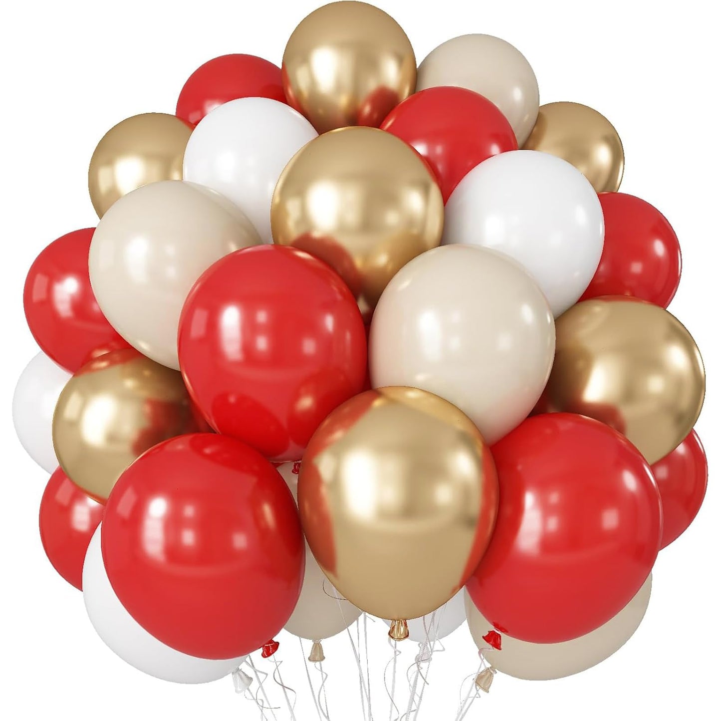 Red White Gold Balloon, 60 Pack 12 Inch Red Gold Balloon for Mother's Day Valentine's Day Women Birthday Wedding Bridal Shower Christmas Xmas Party Decorations