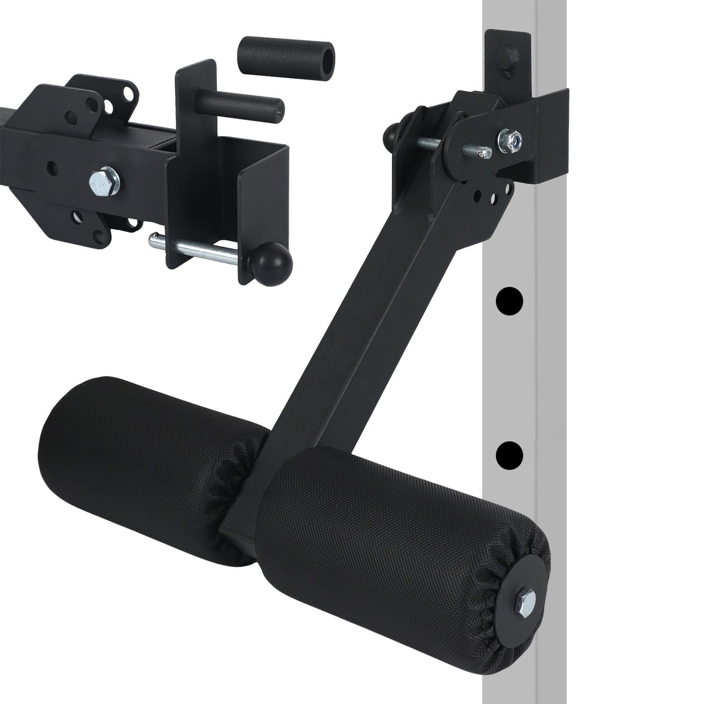 Nordic Hamstring Curl Squat Rack Attachment for 3x3 Power Rack with 5/8" or 1" Hole - Adjustable Power Rack Leg Lock with High-Density Recovery Foam Padding, Home Gym Equipment for Leg Workouts