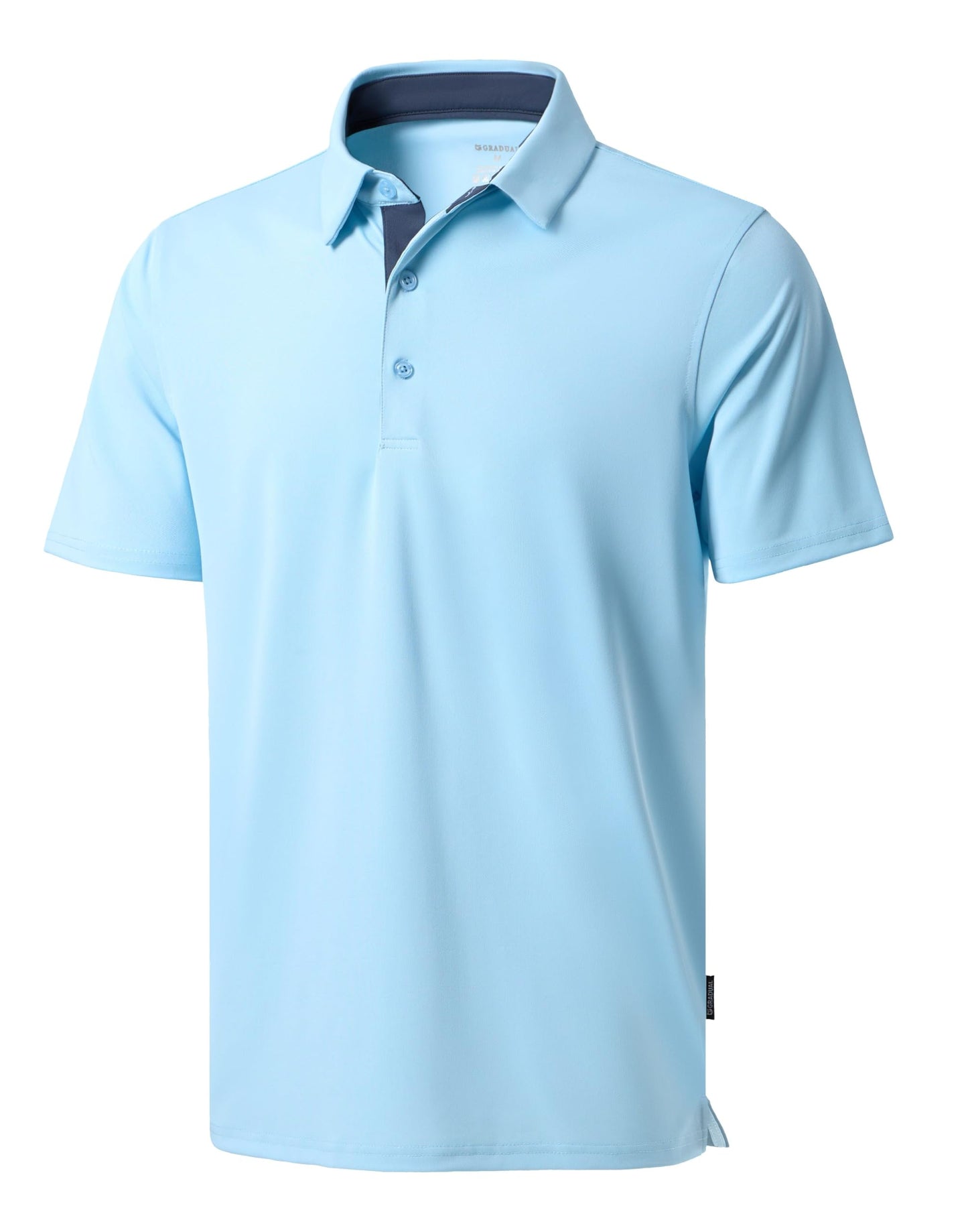 Men's Golf Shirts Dry Fit Moisture Wicking Performance Short Sleeve Collared Polo Shirts for Casual Tennis Bussiness (Light Blue, S)