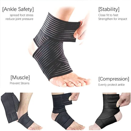 Elfzone Universal Calf Compression Sleeves - 4 Packs - Adjustable Compression Belt for Knee Brace, Ankle Brace, Wrist Brace, Elbow Brace and Calf Sleeve, Black & Skin Color Elastic Bandages
