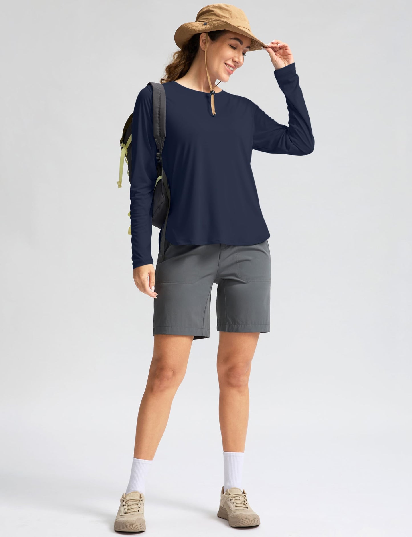 Women's Sun Shirts UPF 50+ Long Sleeve UV Protection Shirt Lightweight Quick Dry Workout Hiking Tops for Women(Navy,S)