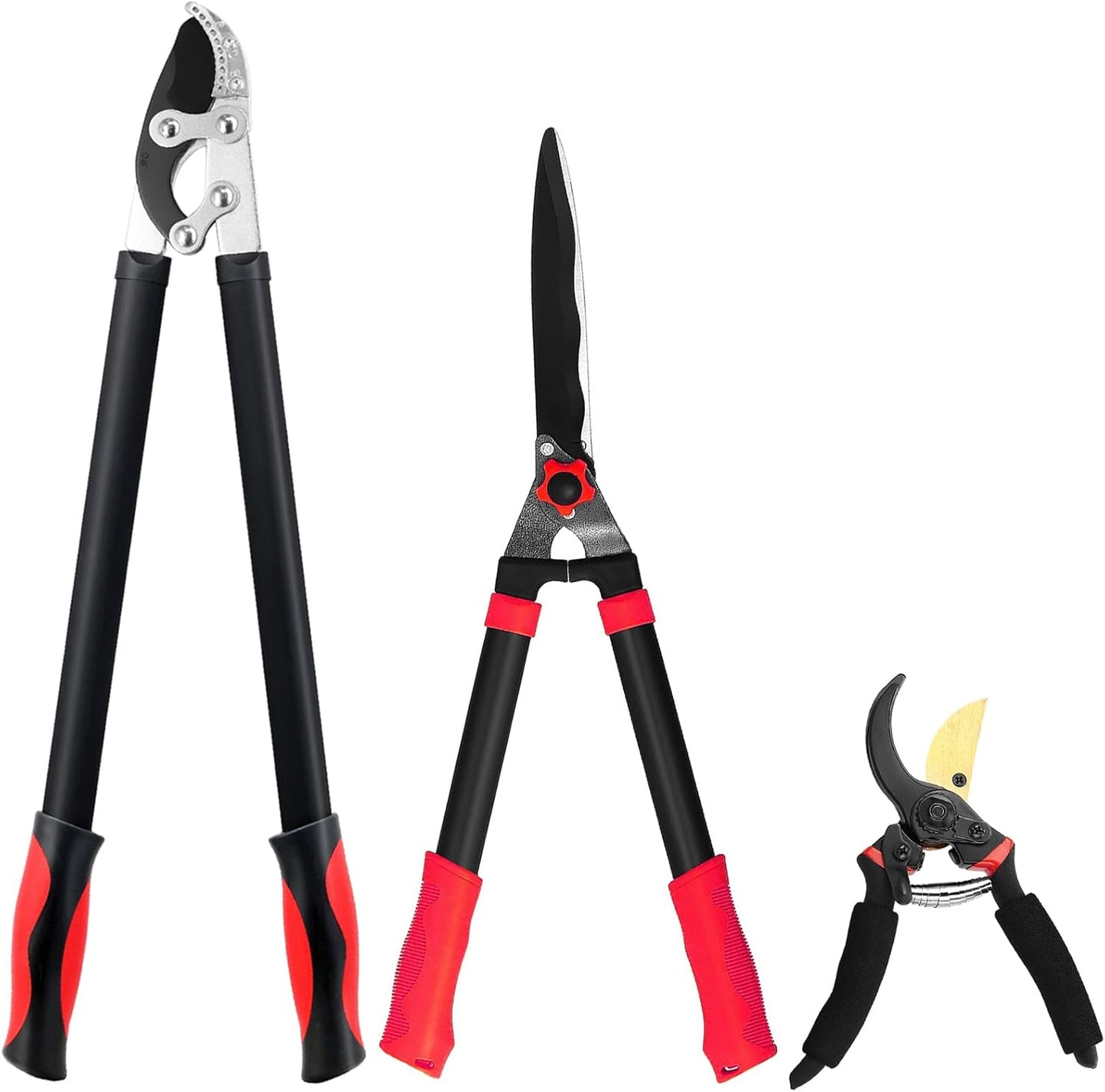 Heavy Duty 3-Piece Lopper & Pruner Set - Professional Hedge Shears for Garden & Yard Care