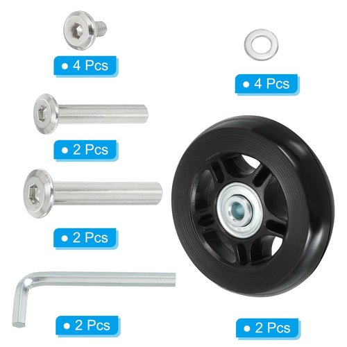 PATIKIL 70x19mm Luggage Suitcase Replacement Wheels, Set of 2 PU Swivel Caster Wheels Repair Kit with Screws and Washers for Trolley Box