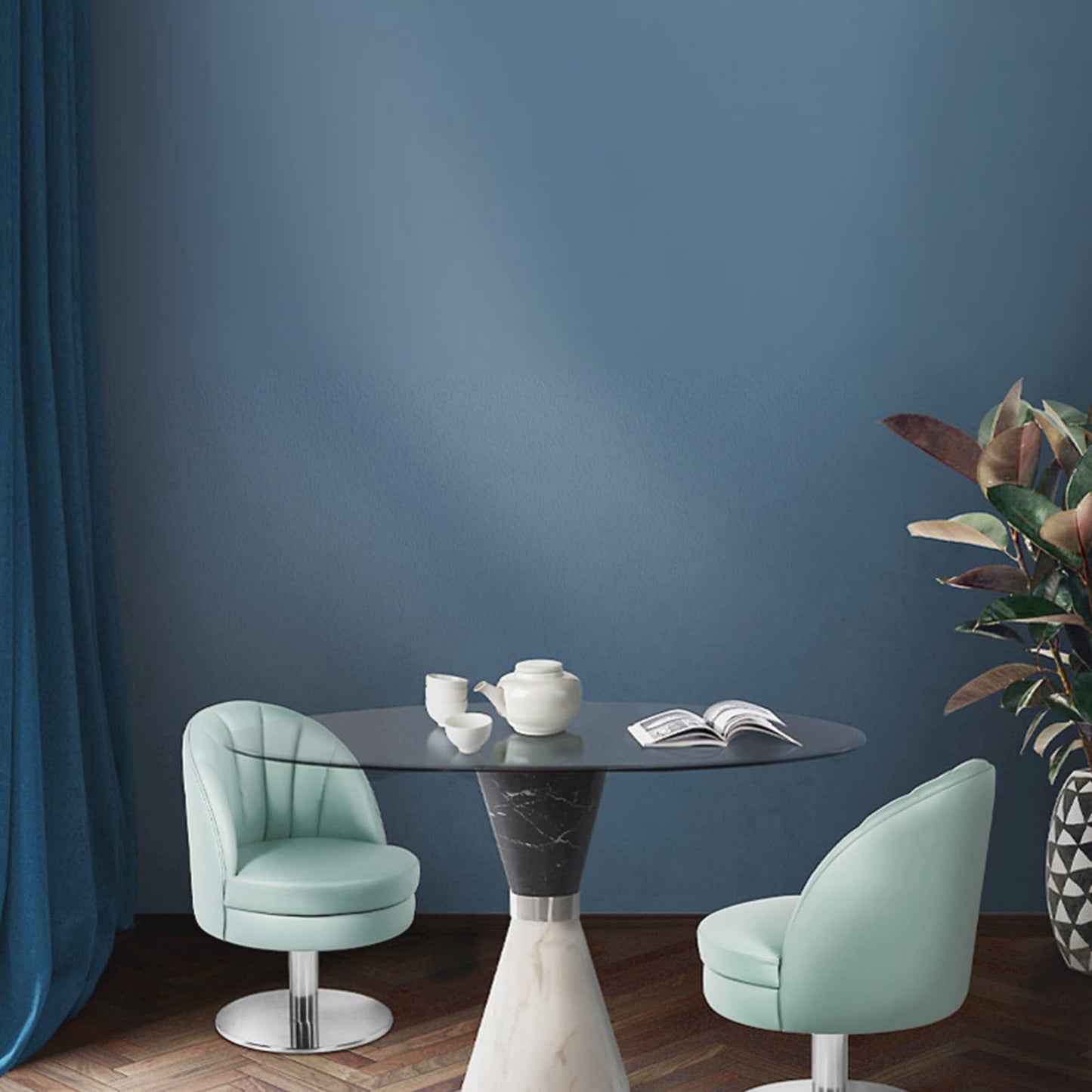 Biyoee Navy Blue Peel and Stick Wallpaper 15.7”x 118” Matte Blue Self-Adhesive Removable Contact Paper Solid Color Waterproof Vinyl Roll for Cabinets Furniture Renovation Bedroom Wall Covering