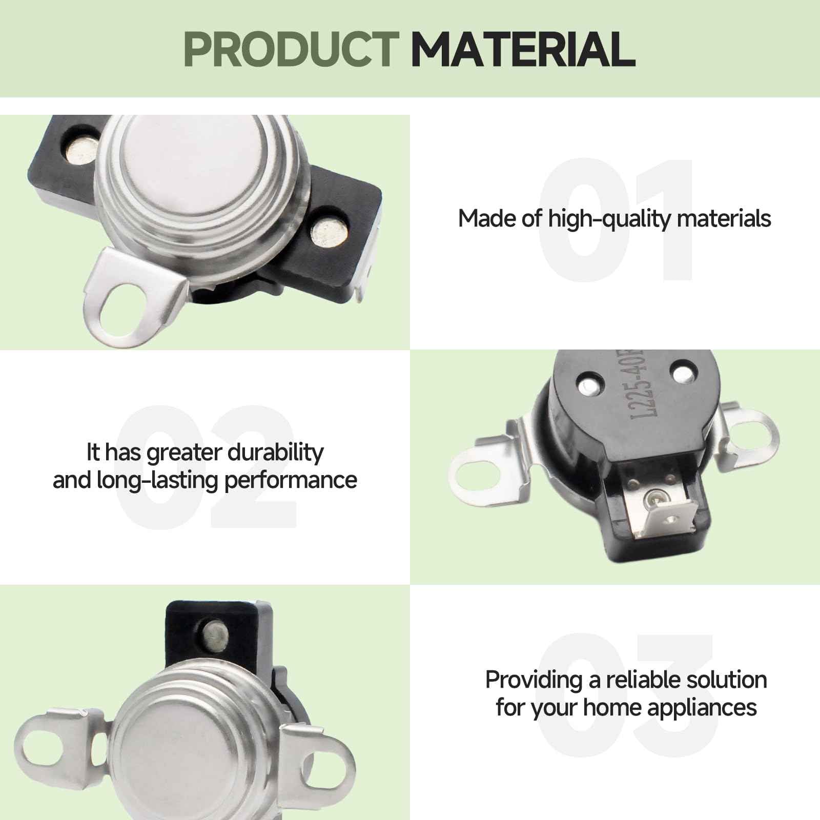 D510701 Dryer High Limit Thermostat, suitable for Speed Queen, Alliance, Amana, and Other Brands, Replaces AP6285126, 510701, 61210, 62461, 62641, PS17001072, 504537-OEM Replacement Part, L225-40F