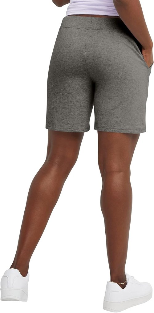Hanes Women's Jersey Shorts - Comfortable Drawstring Cotton with Pocket | 7" Inseam