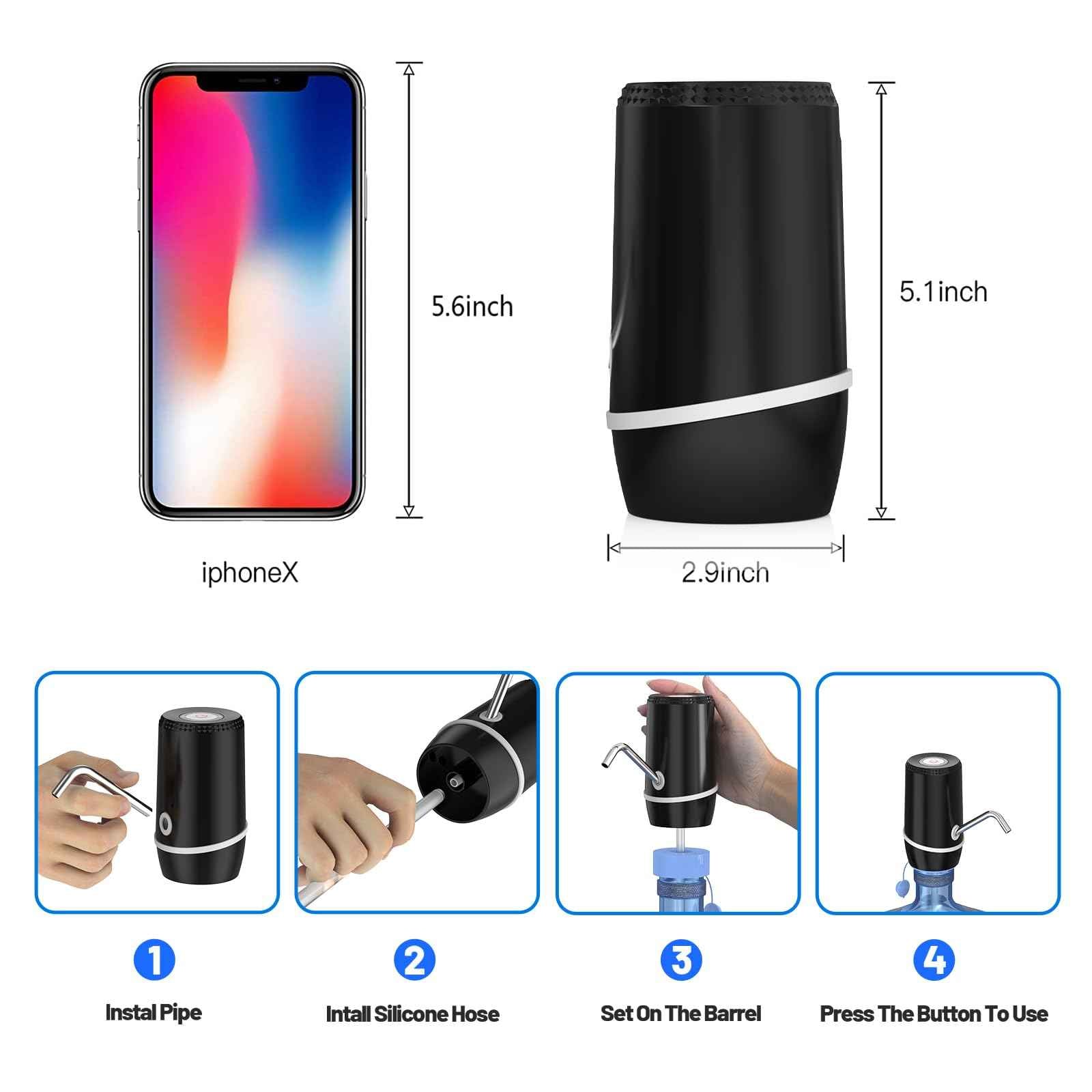 Myvision 2 Pack Electric Portable 5 Gallon Water Dispenser, Universal Micro USB Charging Water Bottle Pump, 3-5 Gallon Jug Water Dispenser with Silicone Cap (2pcs Mode 9)