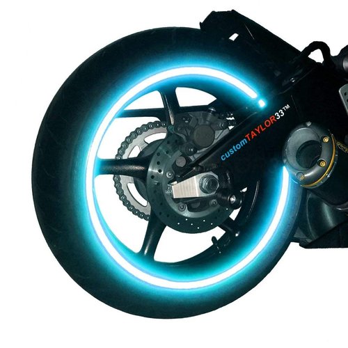 customTAYLOR33 New Special Edition Baby Blue High Intensity Grade Reflective Copyrighted Safety Rim Tapes, 17" (Rim Size for Most SportsBikes)