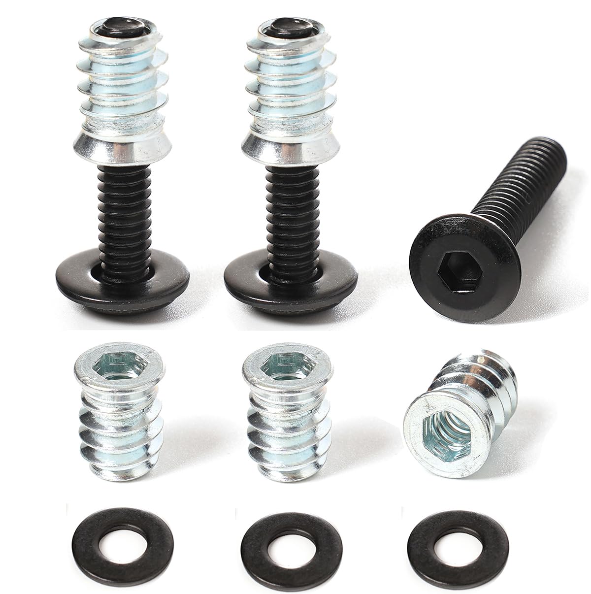 30 Sets 1/4-20 Threaded Inserts and Bolts Kit for Woodworking Wood Inserts and Bolts