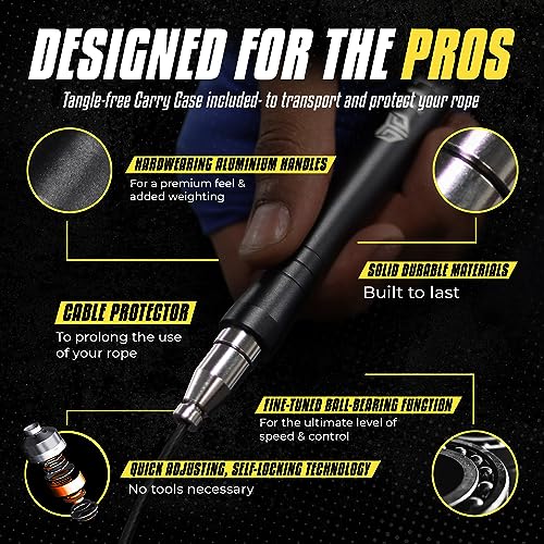 Speed Jump Rope - Professional Self-Locking & Adjustable - Black-2