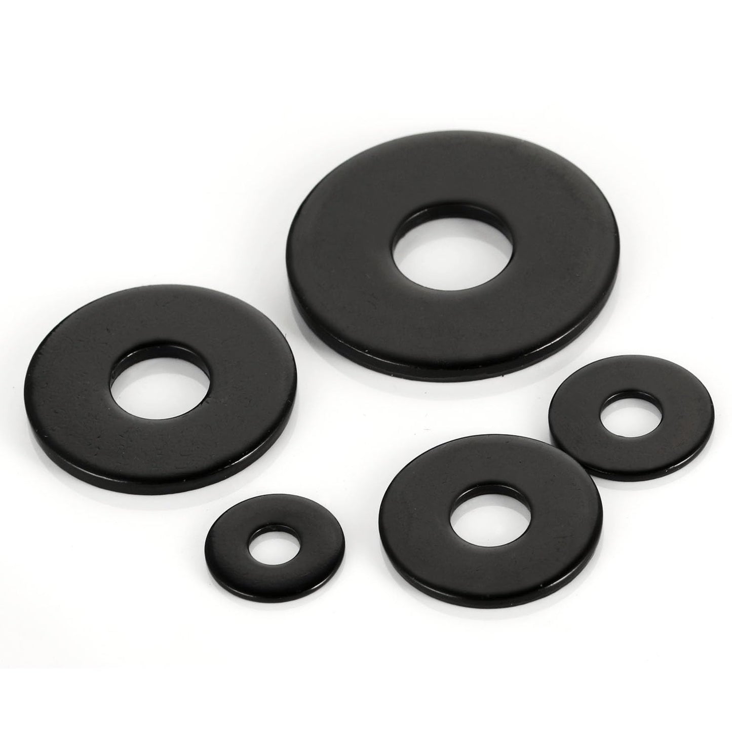 50 PCS 1/4" Stainless Flat Washers, 1" Outer Diameter, 18-8 (304) Stainless Steel Metal Washers for Screws and Bolts, Black Finish