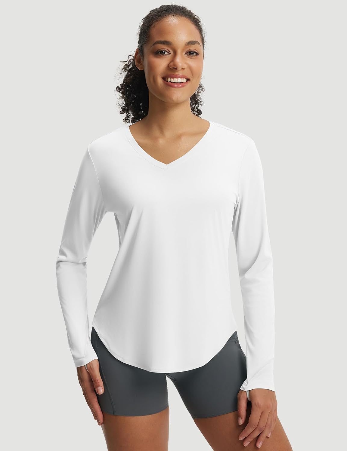 Baleaf Women's Long Sleeve V-Neck Sun Shirt - UPF50+ Lightweight Quick-Dry UV Protection Top for Hiking & Running