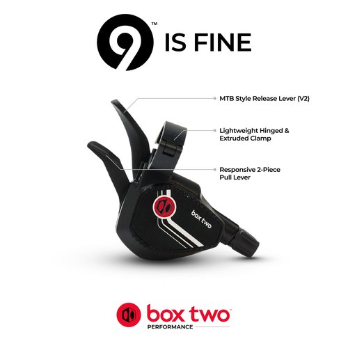 Box Two Prime 9 Multi Shift Non E-Bike Shifter 2 Piece Pull Lever up to 3 Gears Per Click Bicycle Shift Lever Cable for Mountain Bike Shifters