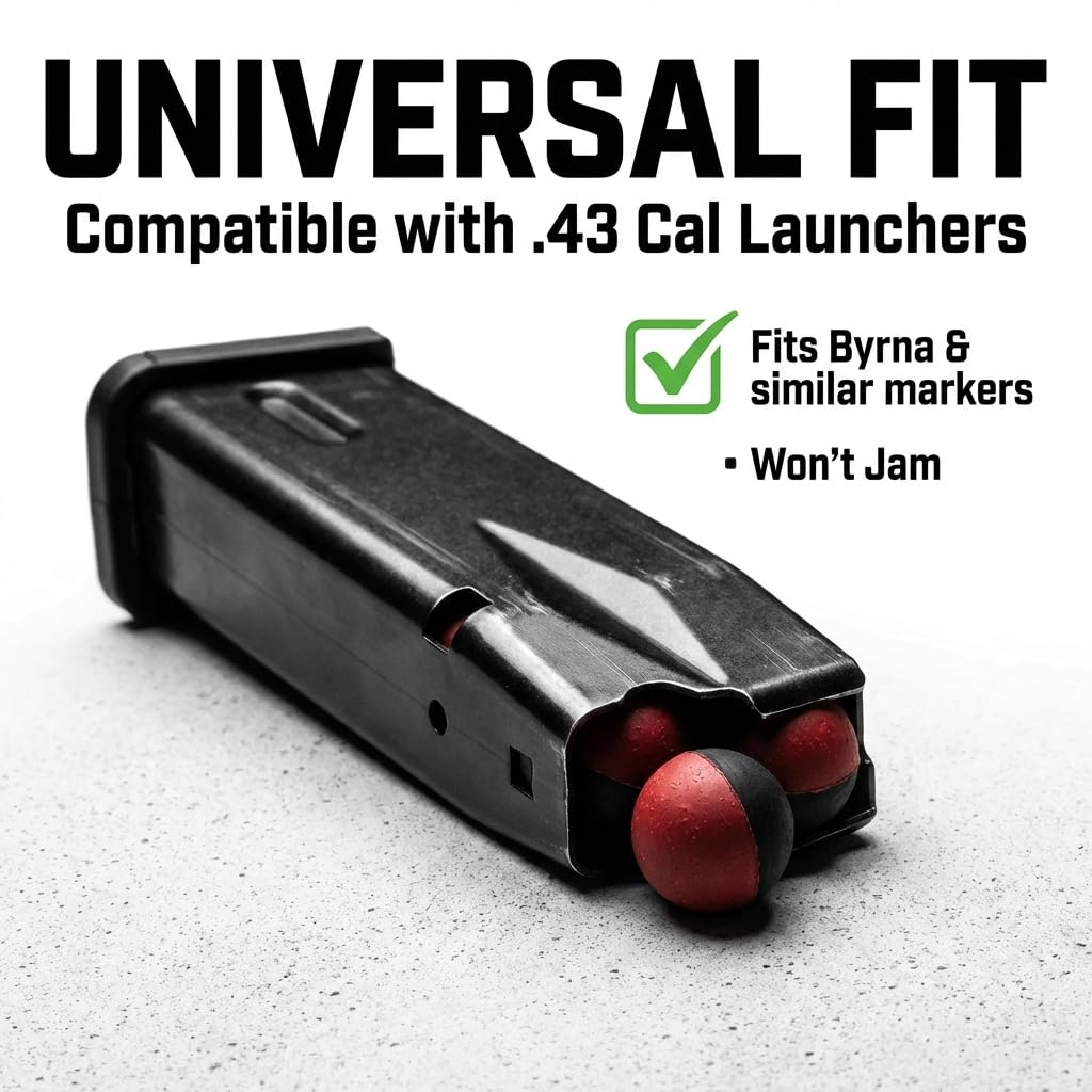 .43 Cal Pepper Ball Projectiles 20 Count – PAVA Filled Hard Shell Impact Rounds Compatible with .43 Cal Launchers – Break-On-Impact Design for Controlled Dispersion and Consistent Function