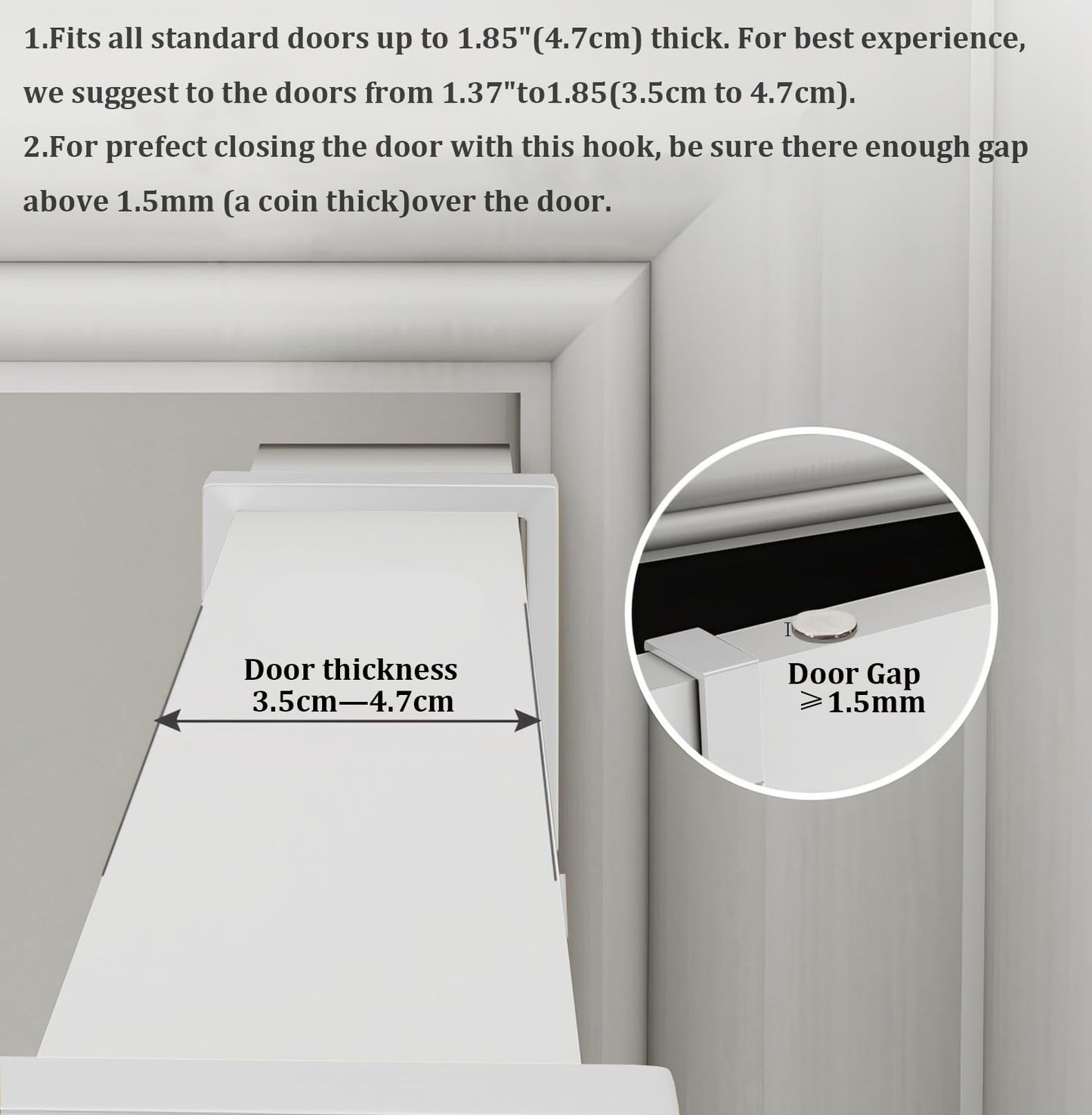 Over The Door Hook, Over Door Hanger for Coat, Towel, Bag, Robe (1 Pack, White)