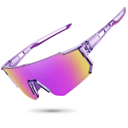 STORYCOAST Polarized Sports Sunglasses for Men Women,Driving Fishing Cycling Mountain Bike Sunglasses UV400 Protection,Purple-Purple，73