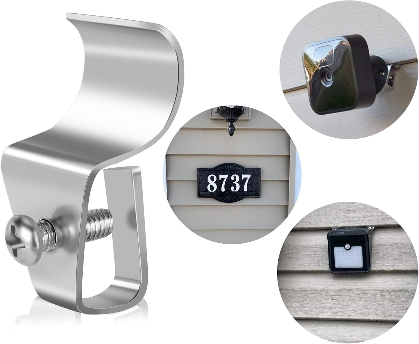 Antimbee Vinyl Siding Clips - 10 Pack Hangers, Upgrade No-Hole Outdoor Camera Mount for Blink, Arlo, Ring - No Damage, No Drilling, Weatherproof 304 Stainless Steel Home Siding Hooks