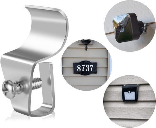 Antimbee Vinyl Siding Clips - 10 Pack Hangers, Upgrade No-Hole Outdoor Camera Mount for Blink, Arlo, Ring - No Damage, No Drilling, Weatherproof 304 Stainless Steel Home Siding Hooks