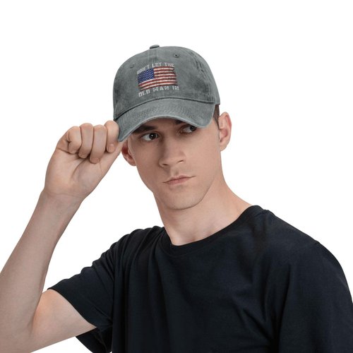 FLALORI Unisex-Adults Gray-8 Graphic Baseball Cap - Don't Let Old Man In - One Size - Adjustable - Spring/Summer/Fall/Winter - Indoor/Outdoor - Baseball/Fishing/Hiking